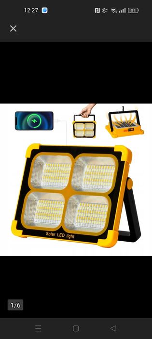 Nulmvic 12000 mAh 100 W LED reflektor budowlany solarny powerbank