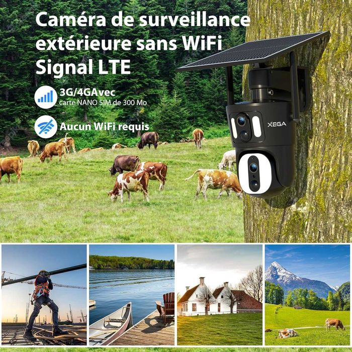 Dupla câmera vigilância LTE c/painel solar XEGA +garantia 3 anos