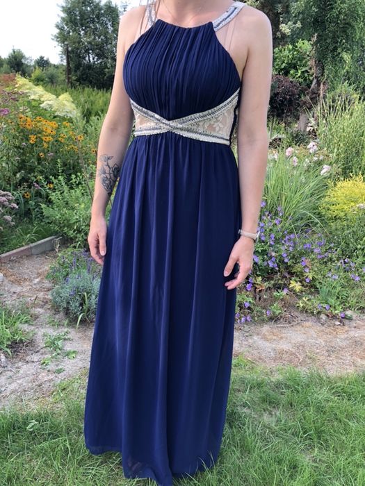 Sukienka suknia maxi Little Mistress 38 M granatowa wesele