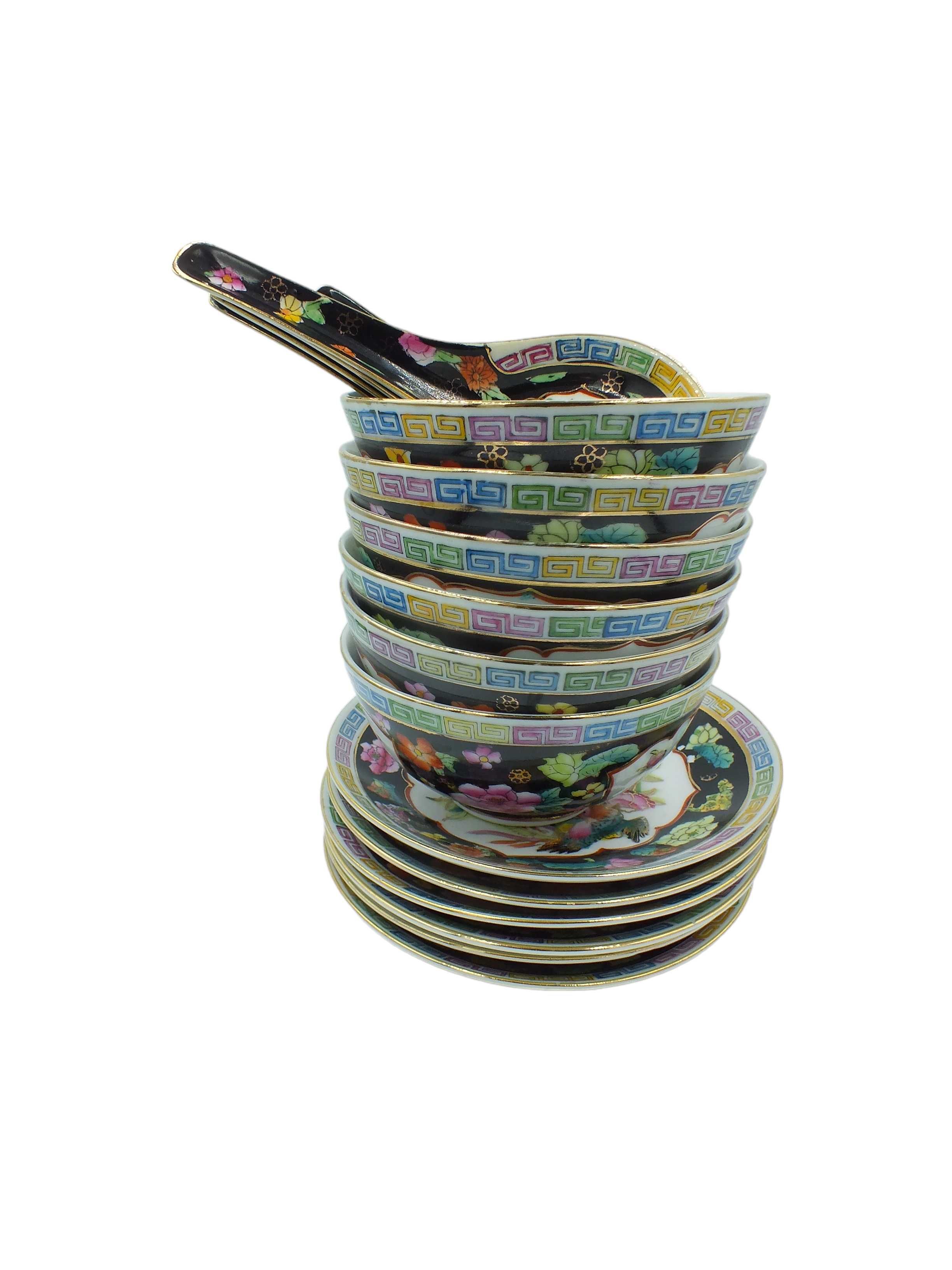 Porcelana chińska miski + talerzyki + łyżki ramen B111101