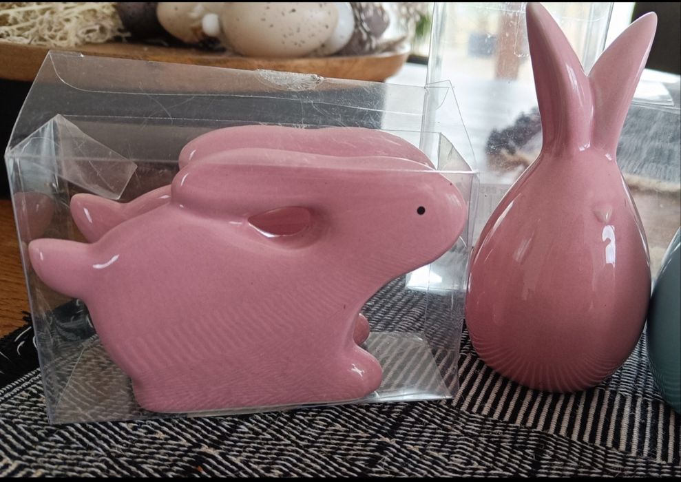 Zestaw królik serwetnik zając Wielkanocne ozdoby ceramiczne