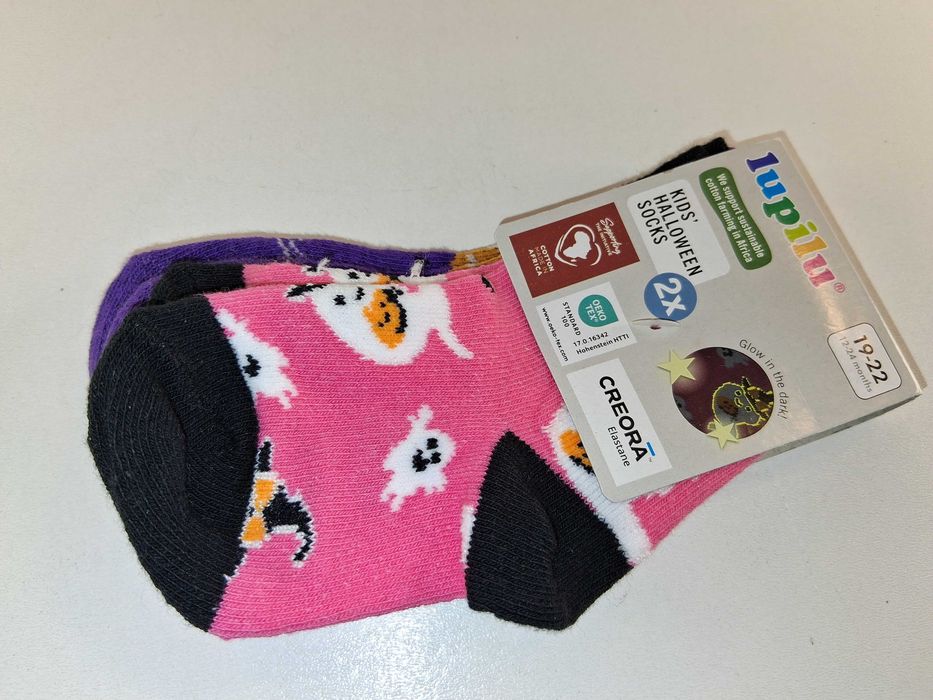 A121 Zestaw 2 Pary Lupilu Skarpetki Halloween Świecą w Ciemności 19-22