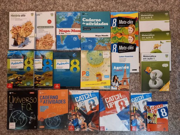 Livros escolares e Cadernos Atividades/exercícios 8.º ano