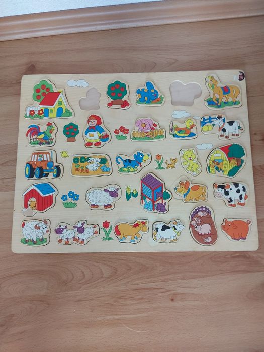 Zestaw puzzli układanka drewniana 2+