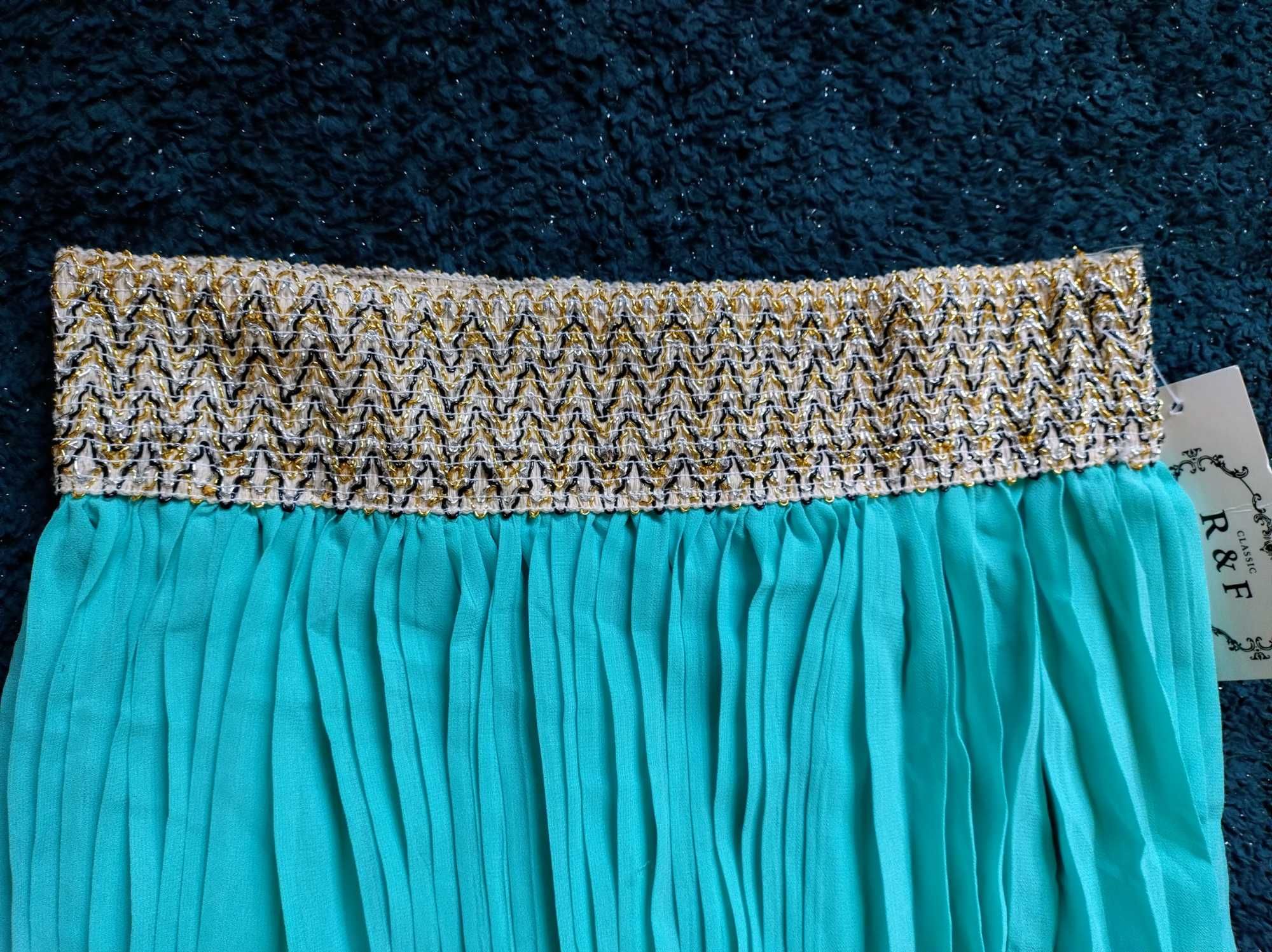 Śliczna turkusowo/miętowa spódnica plisowana