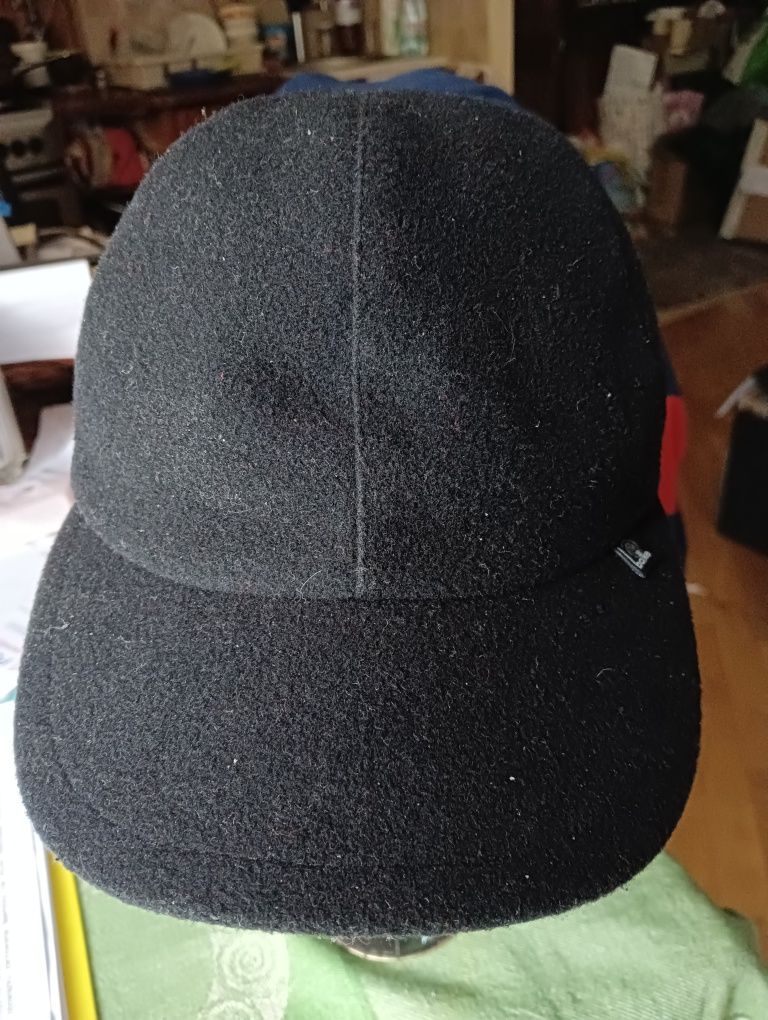 Super wełniana czapka L baseball 58 cm dżokejka 100% wełna Germany
