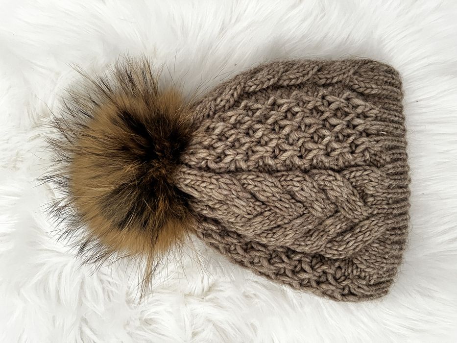 Czapka Zimowa Ciepła Jenot Brązowa Wełna