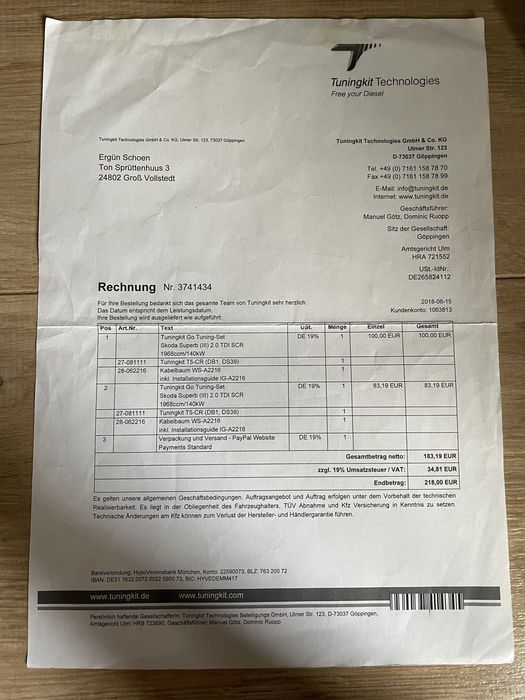 Racechip Tuningkit Skoda 2.0TDI 140Kw 190 лс