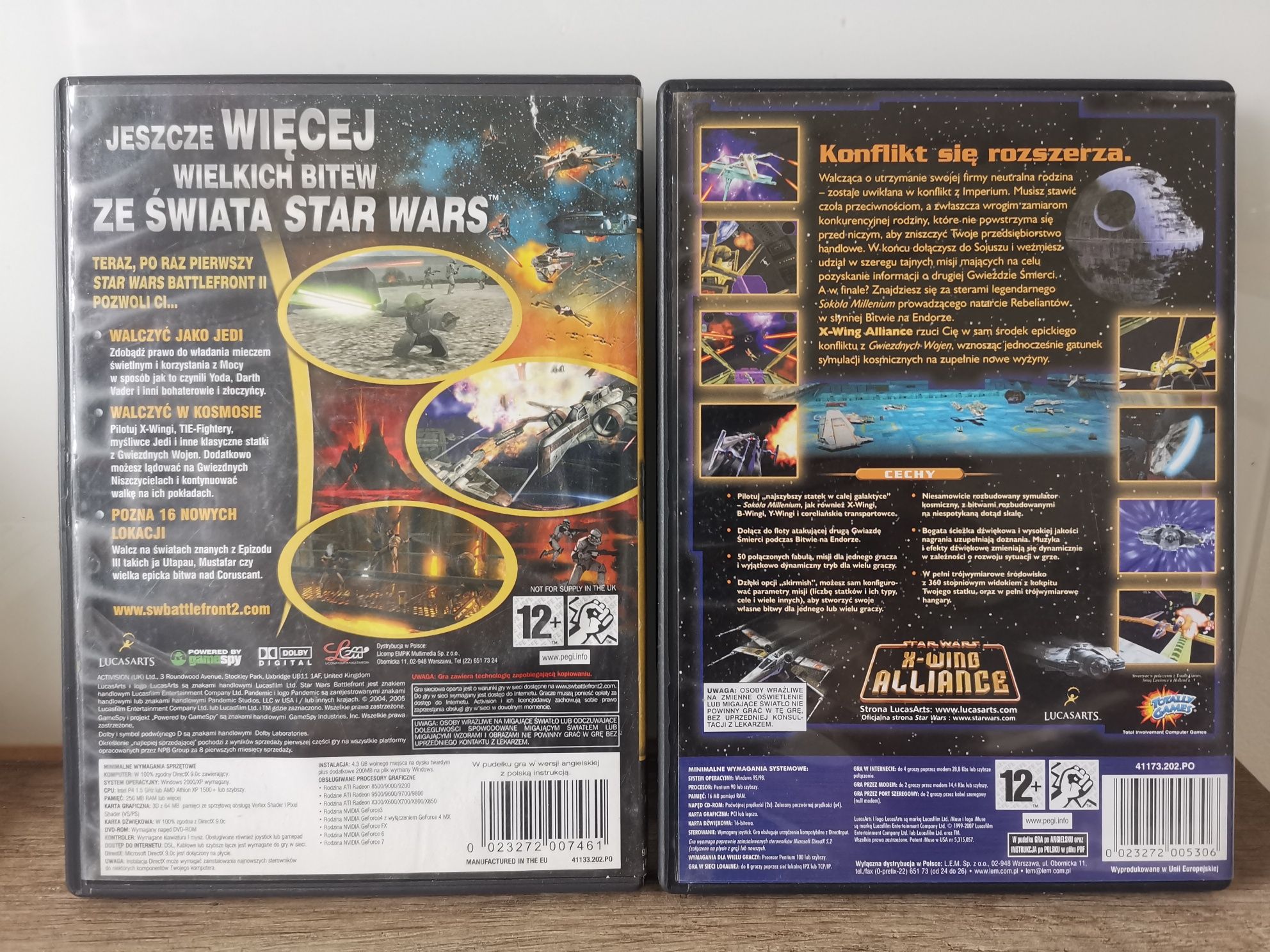 Dwie gry z serii Star Wars X-Wing Alliance oraz Battlefront II