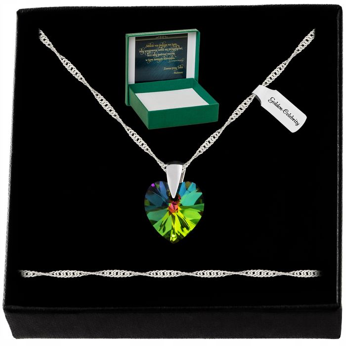 Srebrny Naszyjnik Serce Swarovski 925 Łańcuszek Zawieszka Prezent Dla