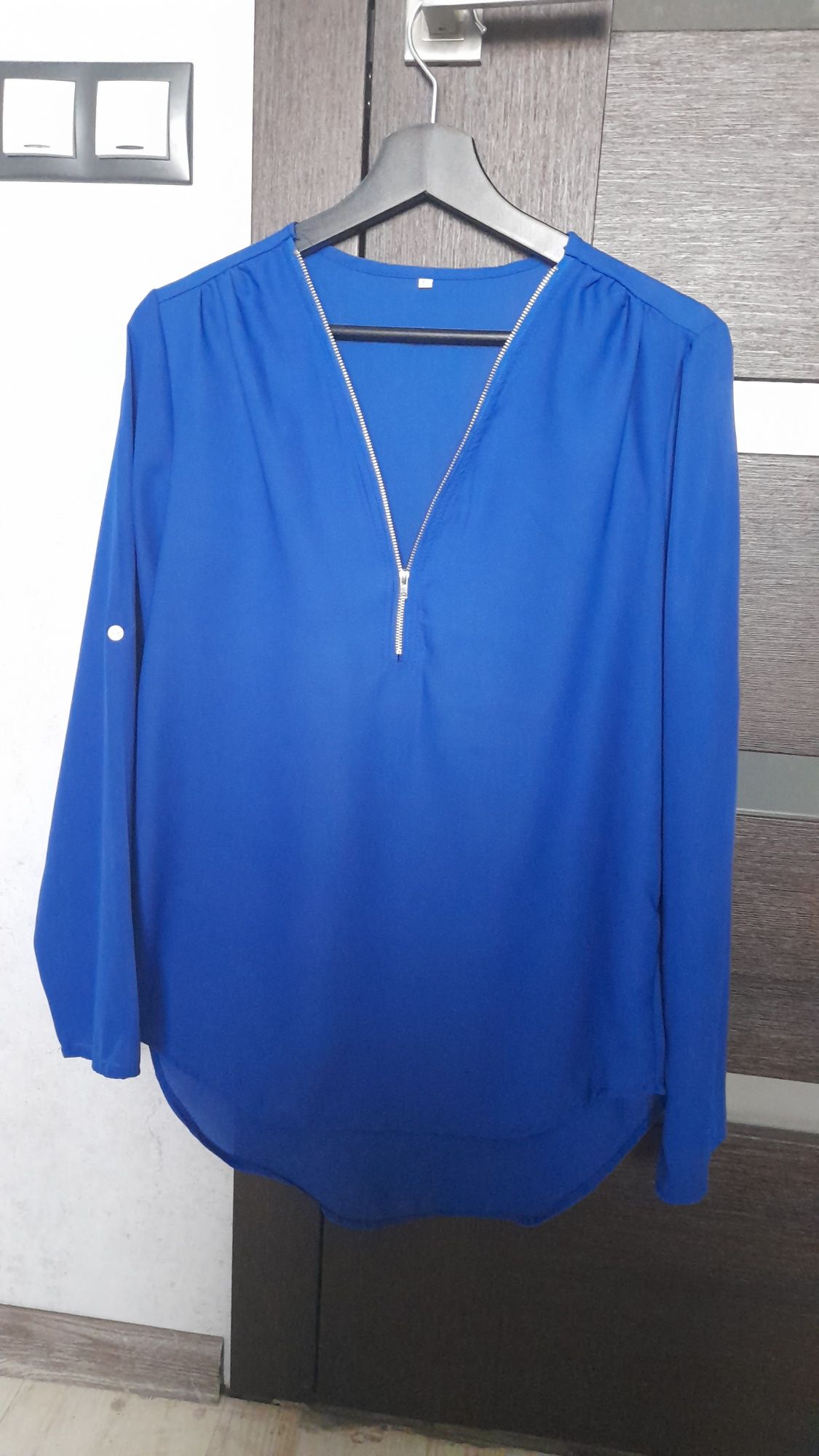 Bluzka koszula chabrowa, kobaltowa r.L/42