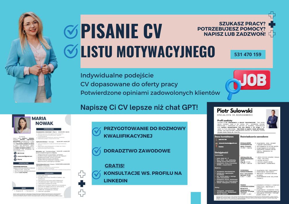 Pisanie CV, List motywacyjny, rozmowa kwalifikacyjna, LinkedIn