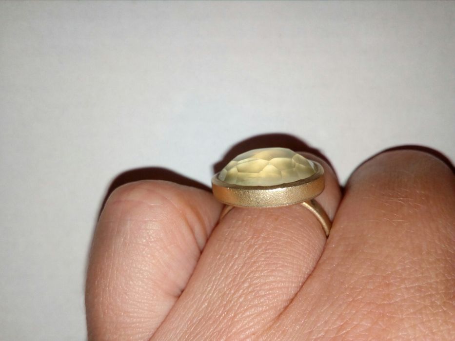 Pierścionek srebro oksydowane złocony kwarc 925