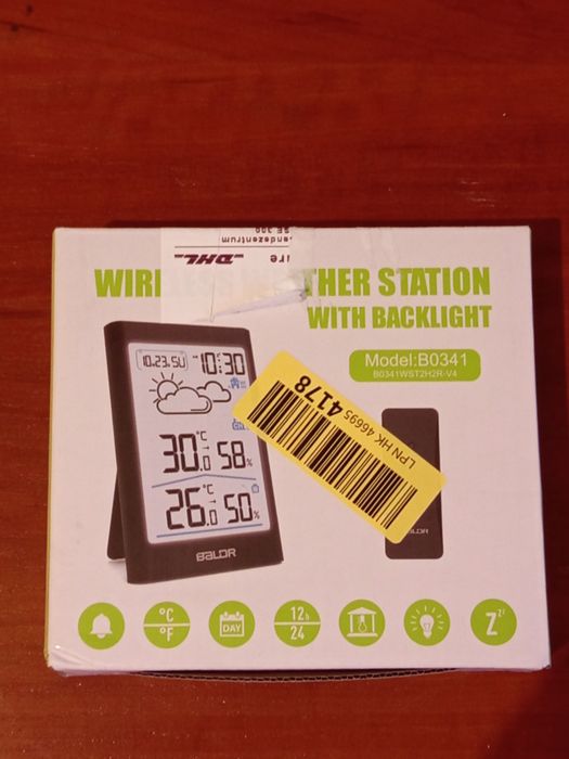 Stacja Pogodowa BALDR B0341 – Bezprzewodowa, Duży Wyświetlacz
