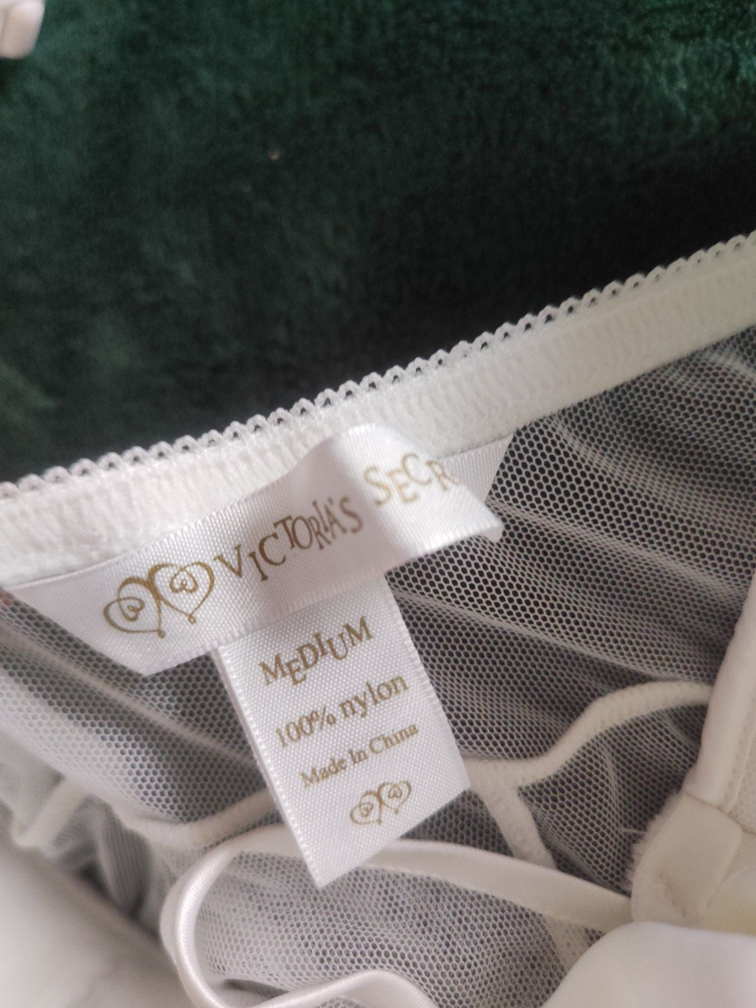 Biała bielizna damska Victoria's Secret M koronka kokarda wstążka