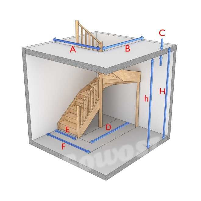 Schody drewniane zabiegowe prawe 180° zabudowane EQD 190R