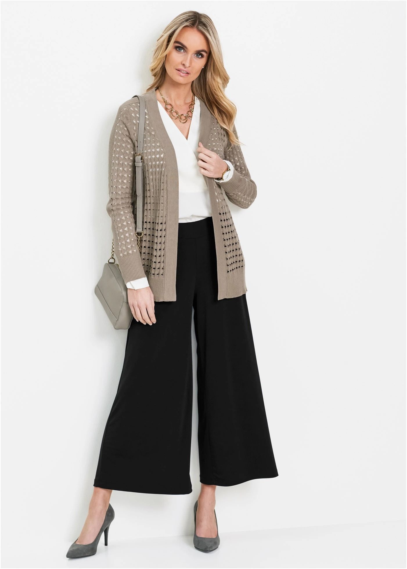 B.P.C czarne spodnie 7/8 culotte z dżerseju 52/54.