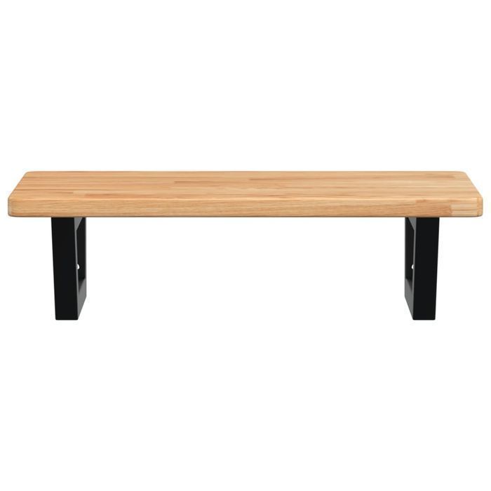 vidaXL Półka ścienna pod umywalkę, stal i lite drewno dębowe