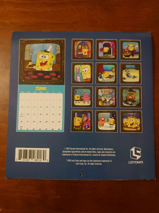 Calendário 2019 SpongeBob SquarePants