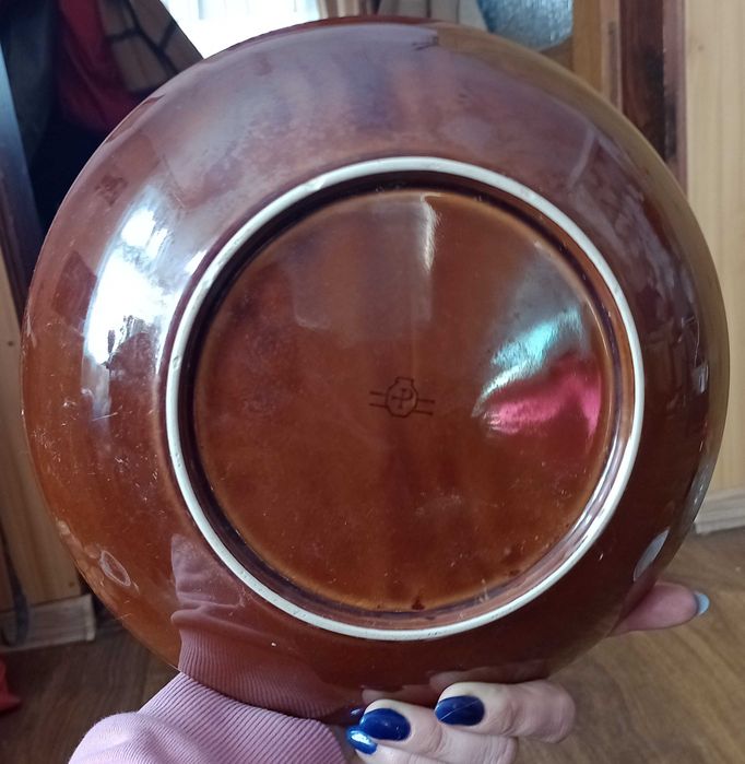 Głęboki duży talerz ,,GS'' retro Pruszków 70/80