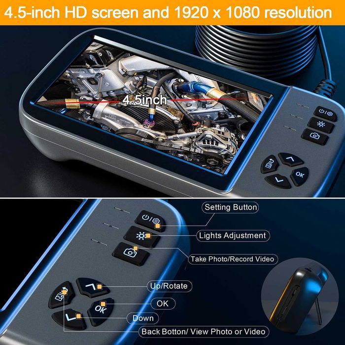 Endoscópio industrial, câmara de inspeção automóvel 1080p HD, novo