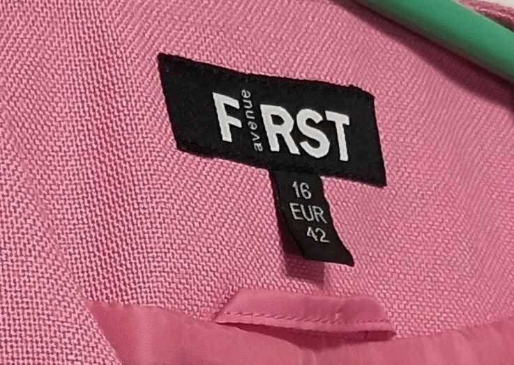 Różowy komplet żakiet spódnica garsonka komplet retro 42 44 XL 2XL