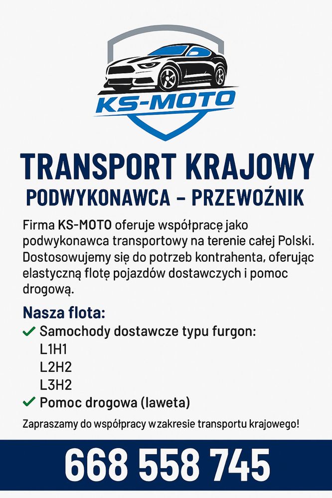 Transport Krajowy | Podwykonawca – Przewoźnik do 3,5t