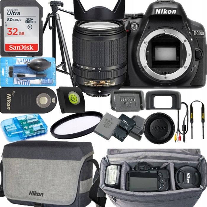 Sprzedam Lustrzanka Nikon D5300 korpus + obiektyw zestaw profesjonal