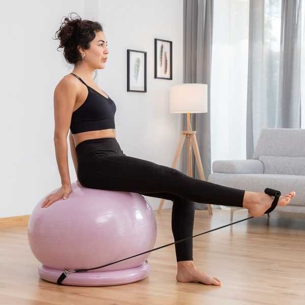Bola de Yoga com Anel de Estabilidade e Bandas de Resistência Fitness