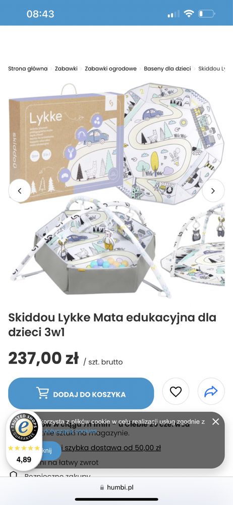 Mata edukacyjna dla dzieci Skiddou Lykke 3 w 1