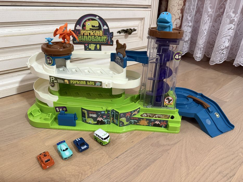Дитячий Гараж Паркінг для машинок 3 рівні з ліфтом Parking Dinosaur