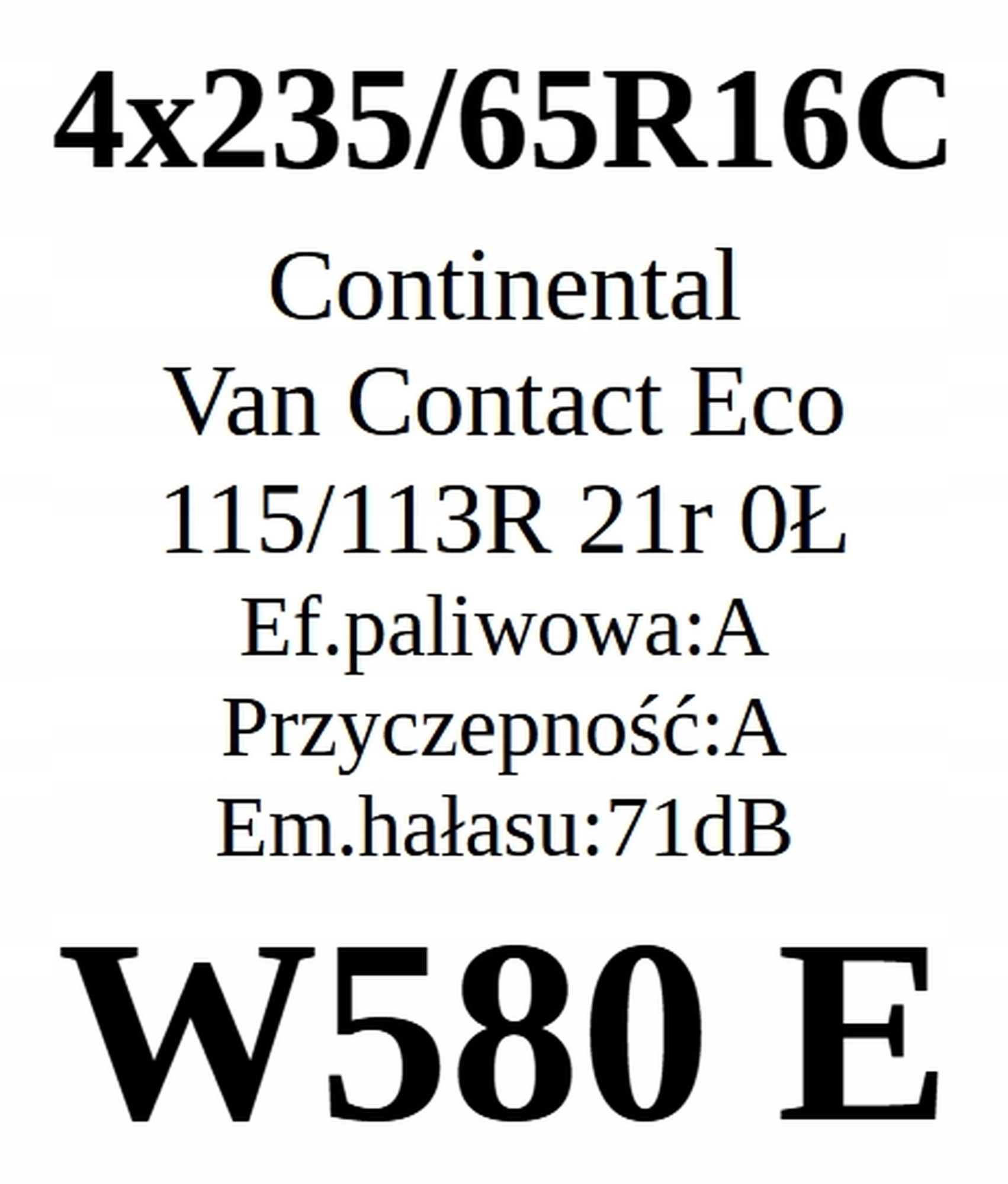 Opony 235/65/16c Continental 2x7,16mm 2x6,17mm 2021r 4szt.=1300zł L