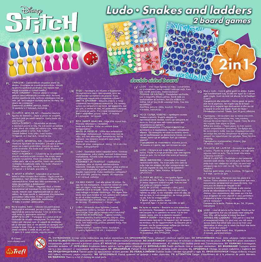 Trefl Disney Stitch gry planszowe 2w1 chińczyk ludo węże i drabiny