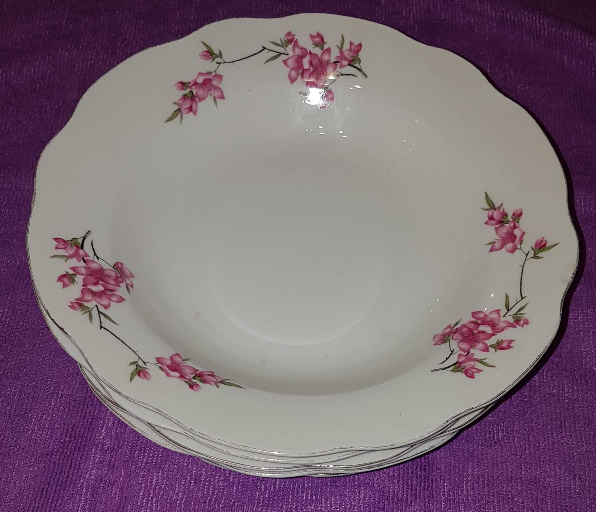 14  talerzy obiadowych głębokich kwiaty róż - 23 cm średnicy