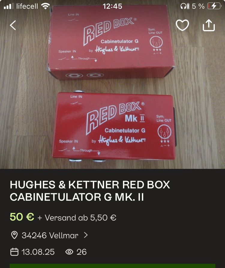 Hughes and Kettner Red Box MKII MK 2 Cabinetulator G Cabinet Emulator