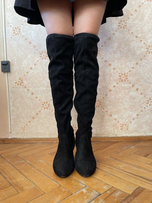 Боботи ботфорти чорні жіночі 37 розмір