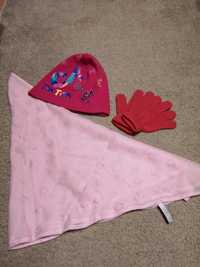 Czapka bawełniana, rękawiczki i chustka dla dziewczynki w wieku 7-8lat