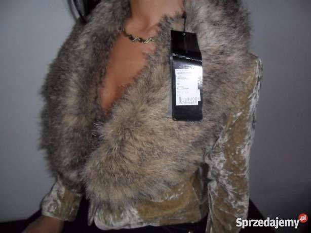 Hitowy żakiet duże futerko zamszowy