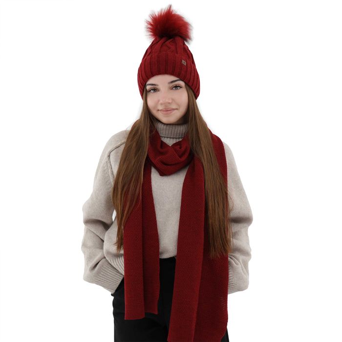 Szalik zimowy damski, bordowy Agora akryl