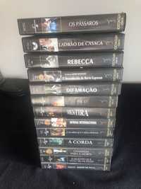 11 cassetes VHS da coleção Hitchcock.