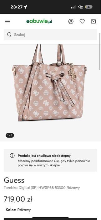 Różowa torebka Guess