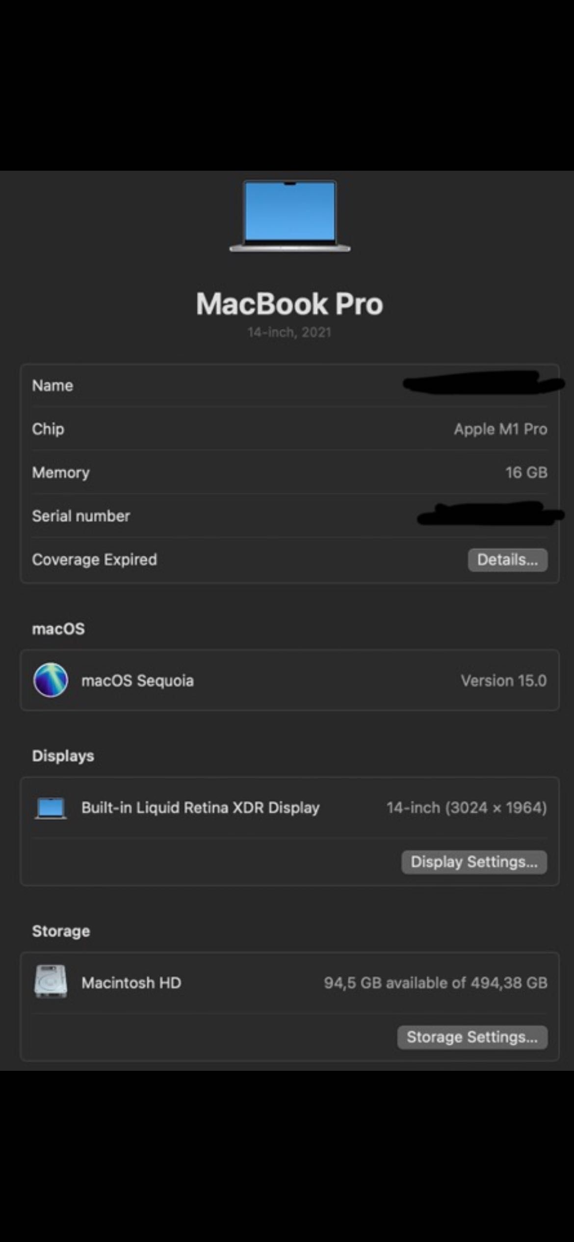 MacBook PRO M1 PRO 2021