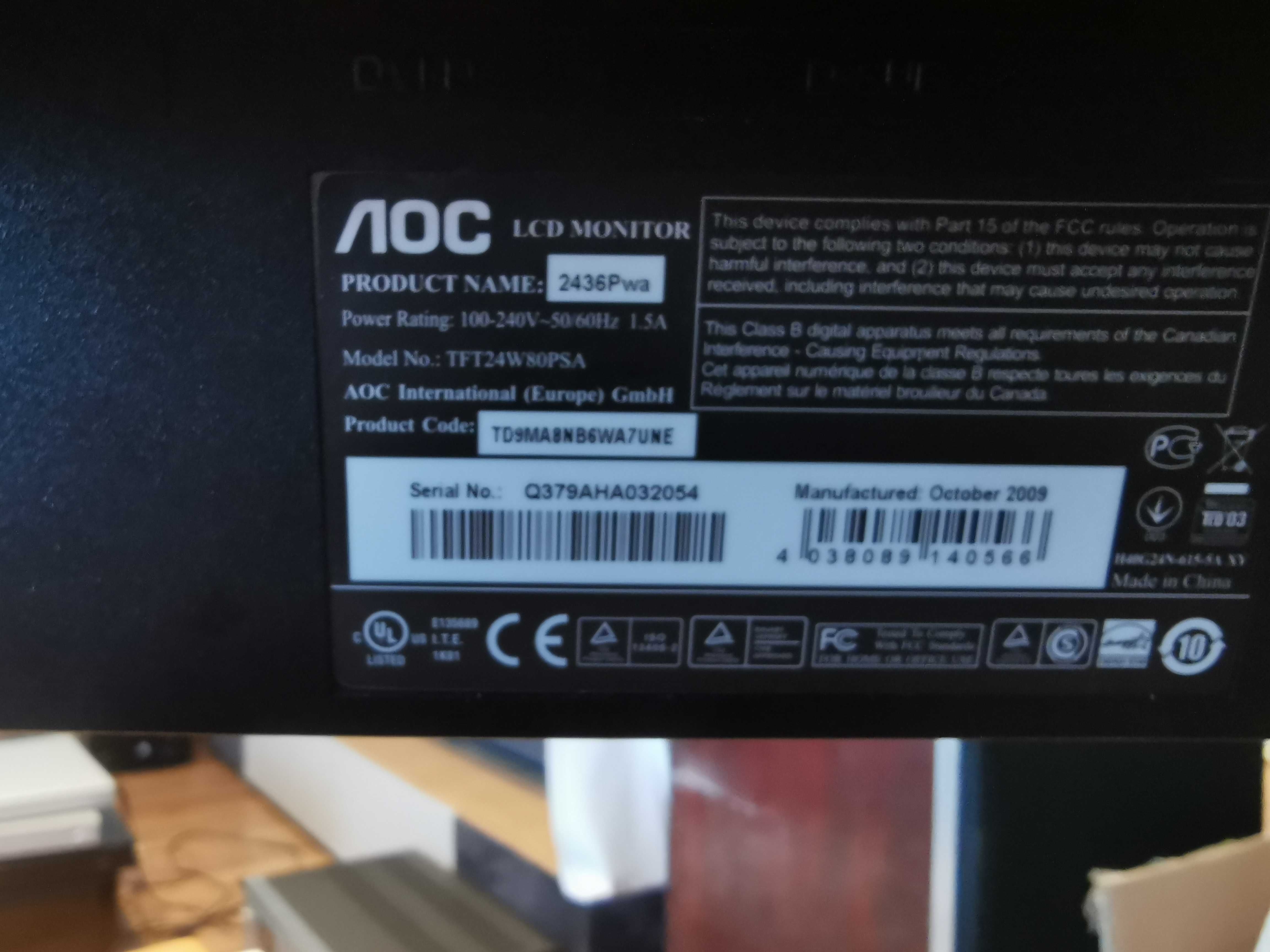 Monitor Aoc 2436 Pwa