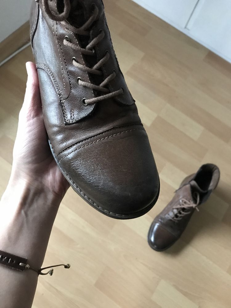 Buty roz. 39, Lasocki, botki skórzane, brązowe