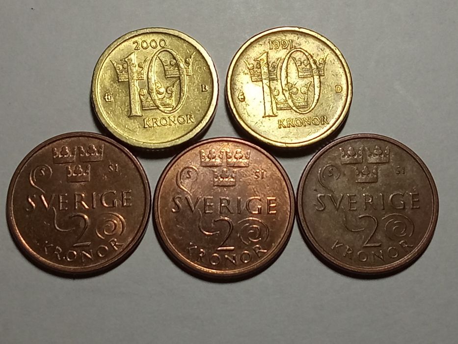 Шведські монети  (лот 5 штук).