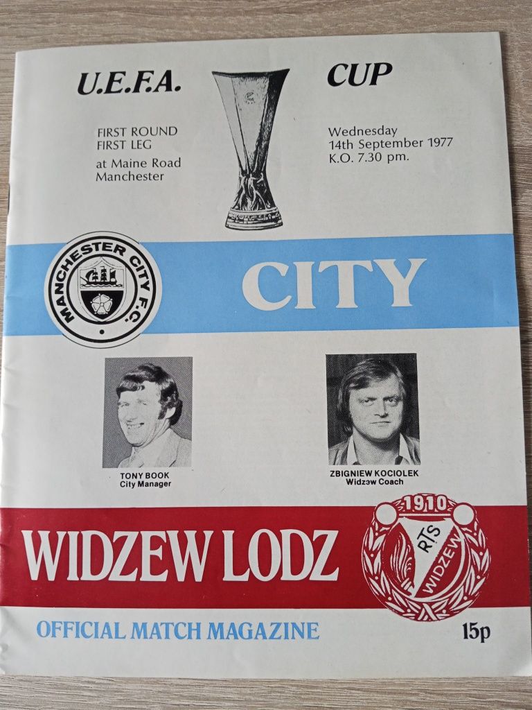 Manchester City  - WIDZEW ŁÓDŹ program meczowy w Idealnym Stanie.
