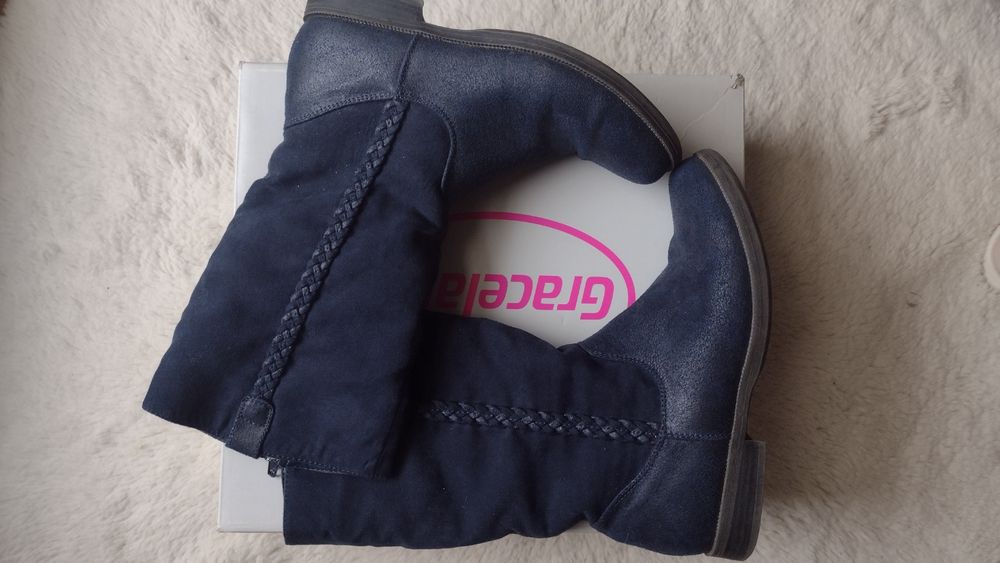 Graceland kozaki granatowe wysokie r 35 wkl. 22 cm