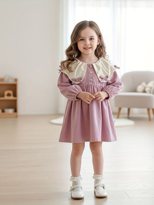 Святкова сукня на дівчинку з коміром, Бежева/рожева 80 р/1 рік-12 міс