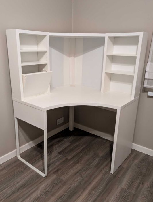 Jak nowe Biurko narożne IKEA MICKE białe z nadstawką
