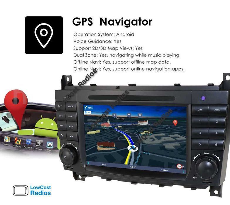 Auto Rádio GPS Mercedes Class C w203 (Android 15) 2004 a 2006